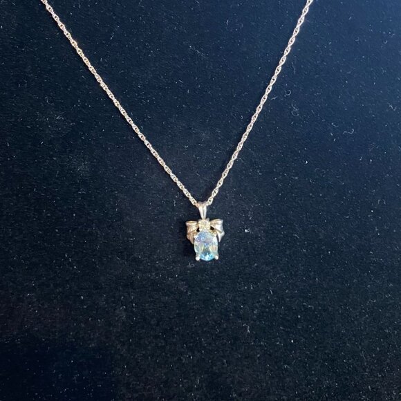 18" Necklace Sterling Silver 925 Pendant Blue and White Topaz Jewelry - Picture 2 of 5